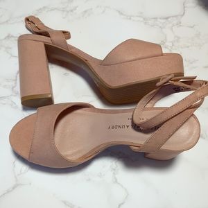 Chinese Laundry Women's Theresa Heeled Sandal Size 6.5 Dark Nude Suede